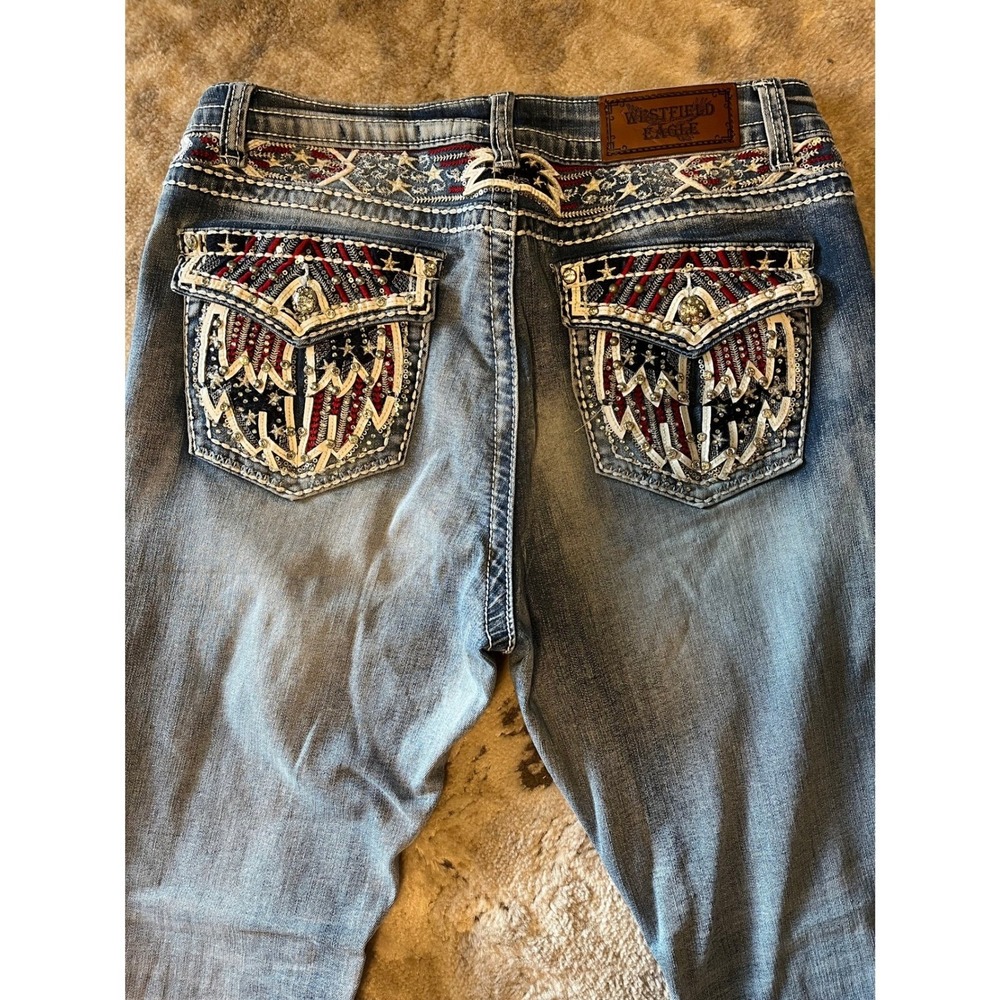 Westfield‎ Eagle Jeans Women's Size 13 Bootcut American Flag Medium Wash
